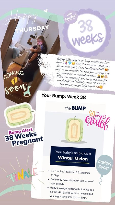 Happy #38weeks in my belly, sweet baby Levi Rhett!!🤰🩵🥳 Only 2 more weeks until your due date (so giddy I can hardly stand it!! 😍) and we are so excited to meet you… really any day now these next couple weeks!! 🤱🥹👶🏼 What a precious gift you are going to be for our family (and already are)!! Oh how we love you, my angel baby boy!!! 🫶🏽🥰 

#LTKbump #LTKbaby #LTKfamily
