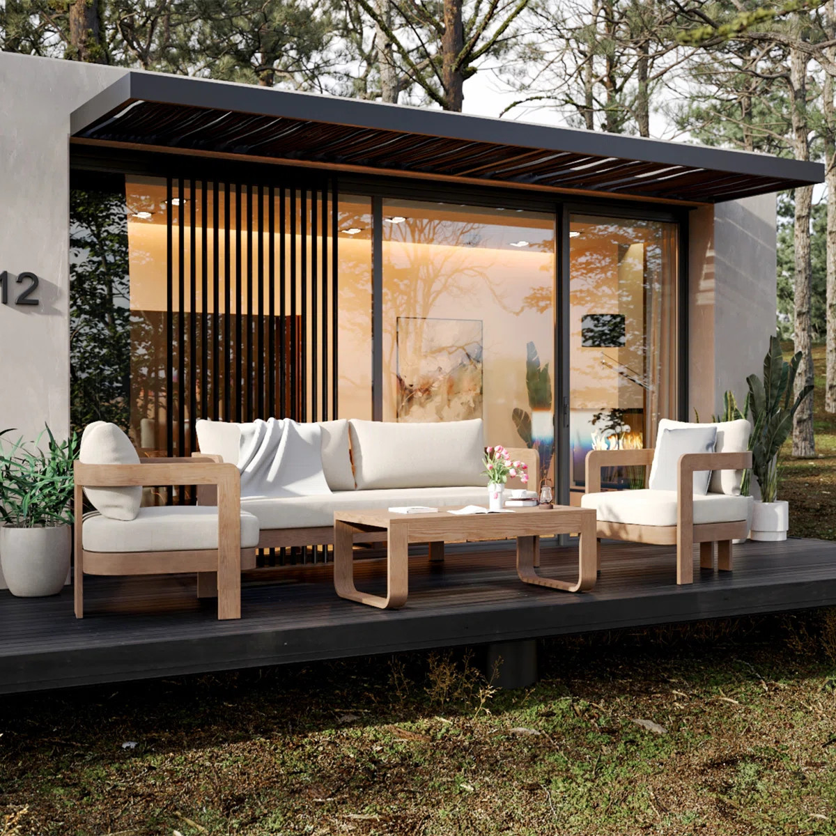 Assembly Free Sofa, Quick Assembly Coffee Table,Outdoor Aluminum Sofa Set,  5 Person Outdoor Seat... | Wayfair North America