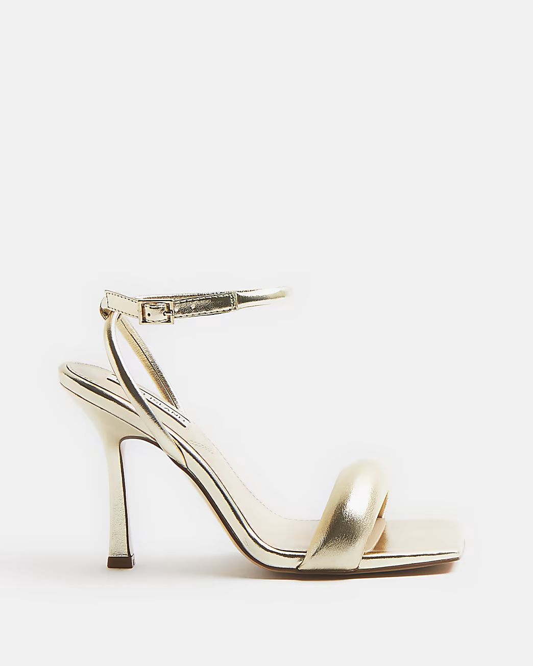Gold padded heeled sandals | River Island (UK & IE)