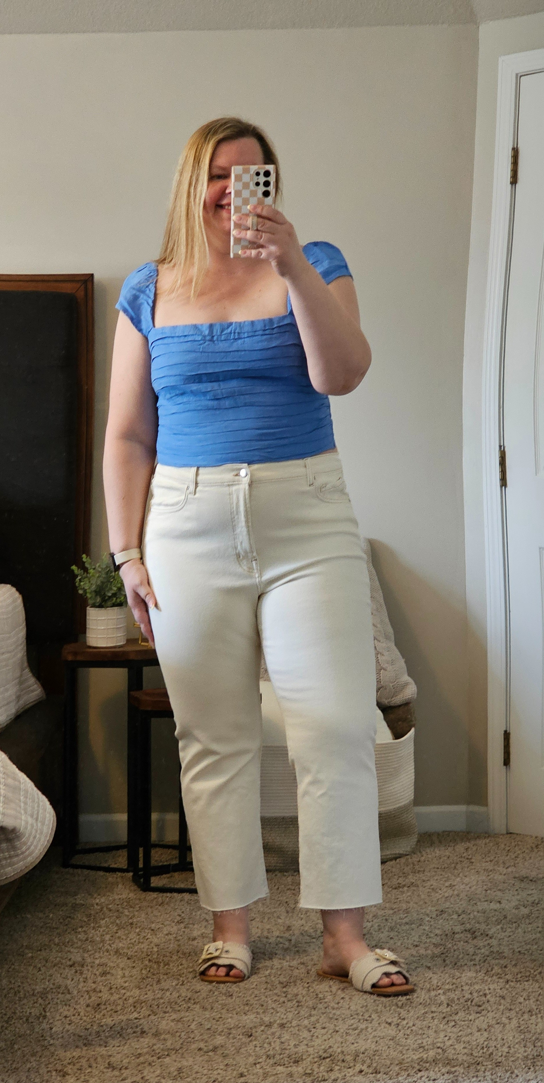 I love with this cropped touched top!  Wearing an aXL.  Cream denim are older but linked some similar pairs!

#LTKmidsize #LTKsalealert #LTKover40