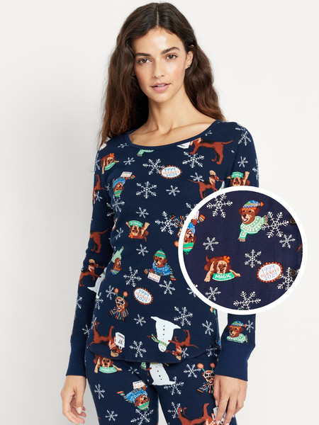 High-Waisted Printed Waffle Pajama Leggings for Women | Old Navy (US)
