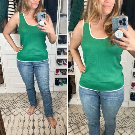 Lightning deal on my tank with the cute piping!  The material is a heavier knit and I love the piping. Wearing it tts in a large.


#LTKfindsunder50 #LTKsalealert #LTKover40