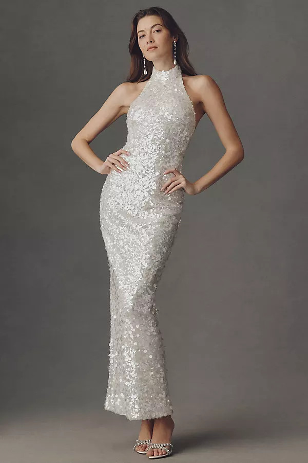 Helsi Louisa Halter Sequin Maxi Dress | Anthropologie (US)