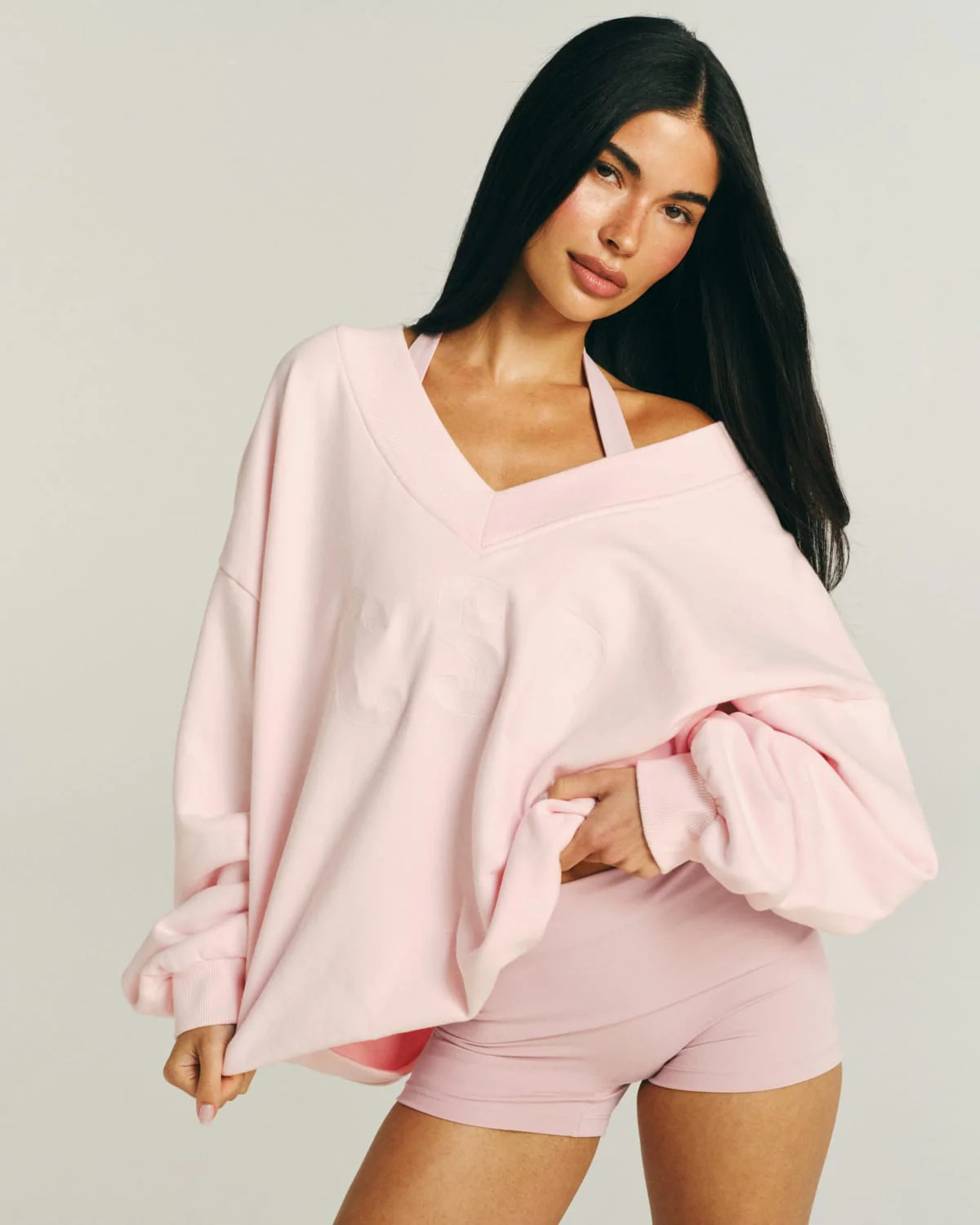 CSB V Neck Sweat | Baby Pink | Crop Shop Boutique AU
