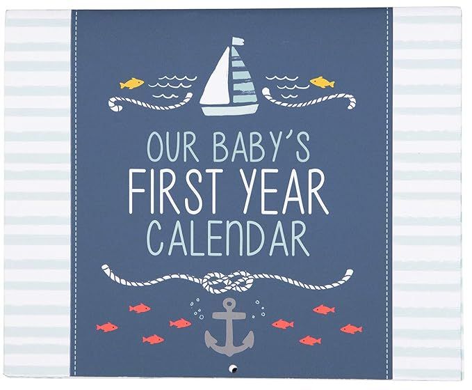 C.R. Gibson Blue Nautical ''Our Baby's First Year'' Baby Calendar for Newborn Boy Memory Book wit... | Amazon (US)