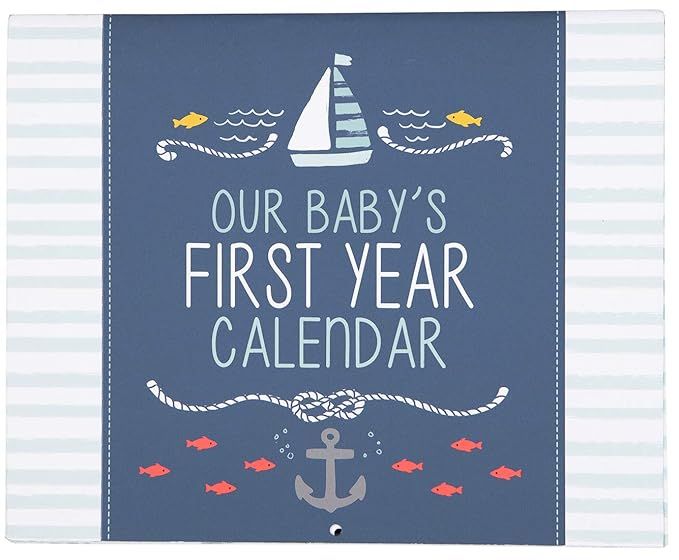 C.R. Gibson Blue Nautical ''Our Baby's First Year'' Baby Calendar for Newborn Boy Memory Book wit... | Amazon (US)