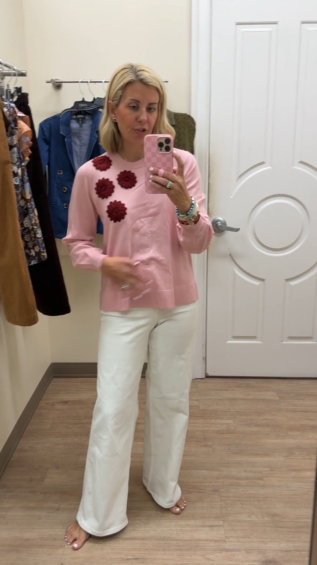 Super cute sweater! Love the flower appliqué on this one! I’m in a small and xs petite jeans.

#LTKSeasonal #LTKOver40 #LTKSaleAlert