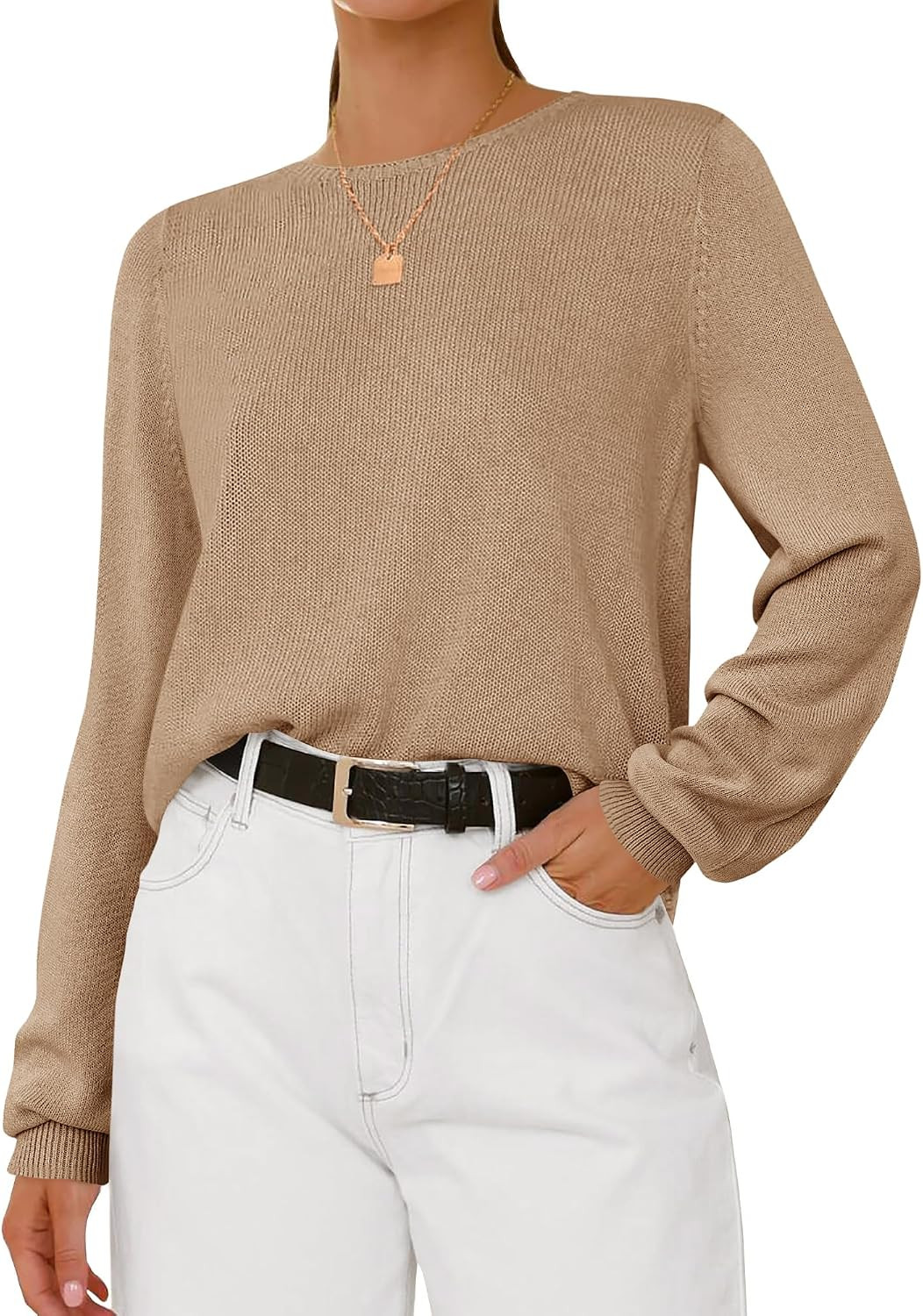 BTFBM Women’s Long Sleeve Sweaters Crew Neck Basic Tops | Amazon (US)