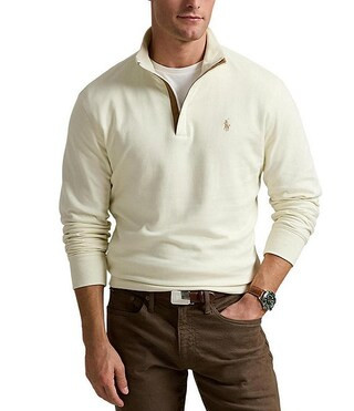 Long Sleeve Luxury Jersey Quarter Zip Pullover | Dillard's