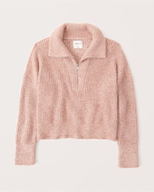 Chenille Eyelash Half-Zip Sweater | Abercrombie & Fitch (US)