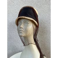 Vintage Lilly Dache Pillbox Hat 1950S Off-White Brim, Black Ribbon & Netting | 21.5-22 | Etsy (US)