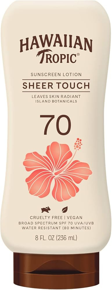 Hawaiian Tropic Sheer Touch Lotion Sunscreen SPF 70, 8oz | Hawaiian Tropic Sunscreen SPF 70, High... | Amazon (US)