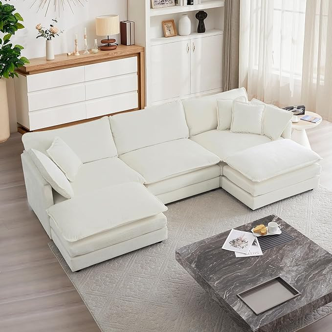mikibama Modular Sectional Sofa, 111.5 Inch U Shaped Couch Set for Living Room, 3-Seater Comfy Cl... | Amazon (US)