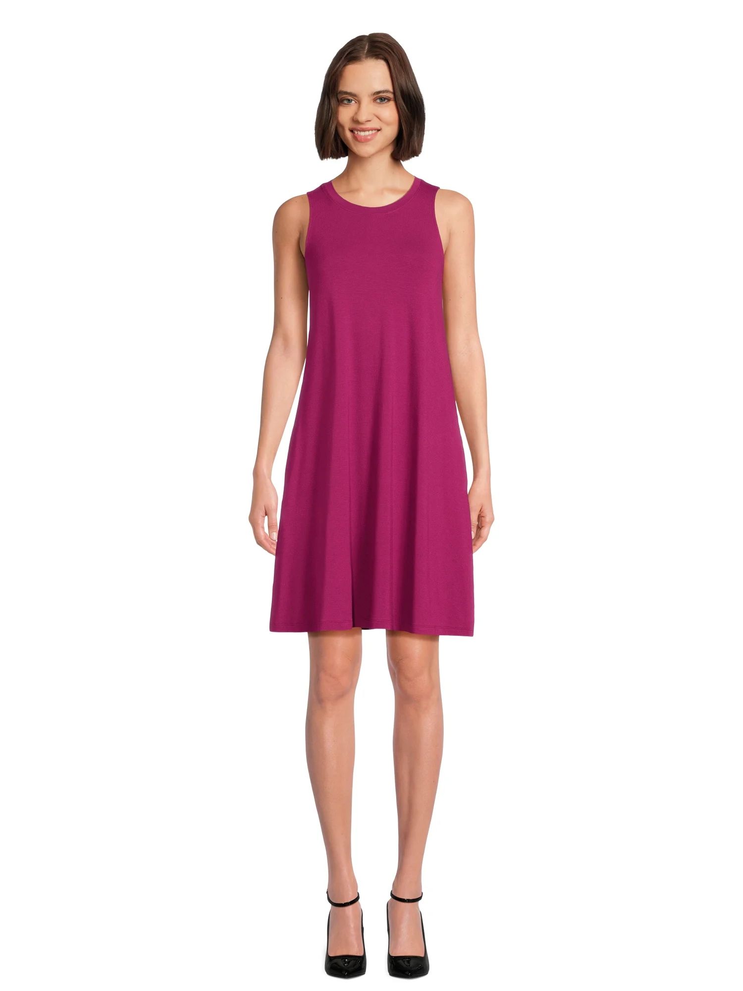 Time and Tru Women's Sleeveless Knit Swing Dress | Walmart (US)