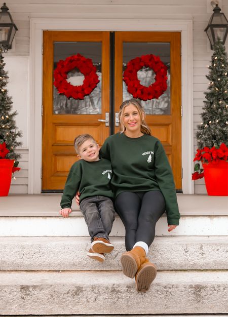 Mommy and me, matching sweatshirts, matching outfits, family outfits, Christmas outfit, casual Christmas outfit, boy outfit, women’s outfit, boy shoes, women’s boots 

Sweatshirts are from Smith & Saylor (@smithandsaylor). Use code: WILLIAM to save! 

#mommyandme #familymatching #christmasoutfit #matchingsweatshirts #boyboots  

#LTKHoliday #LTKfamily #LTKkids