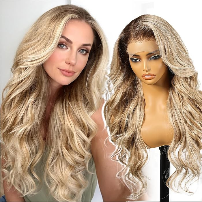Dirty Blonde Synthetic Lace Front Wig,13×6 Curly Glueless Wigs for Women Daily Use 26IN | Amazon (US)
