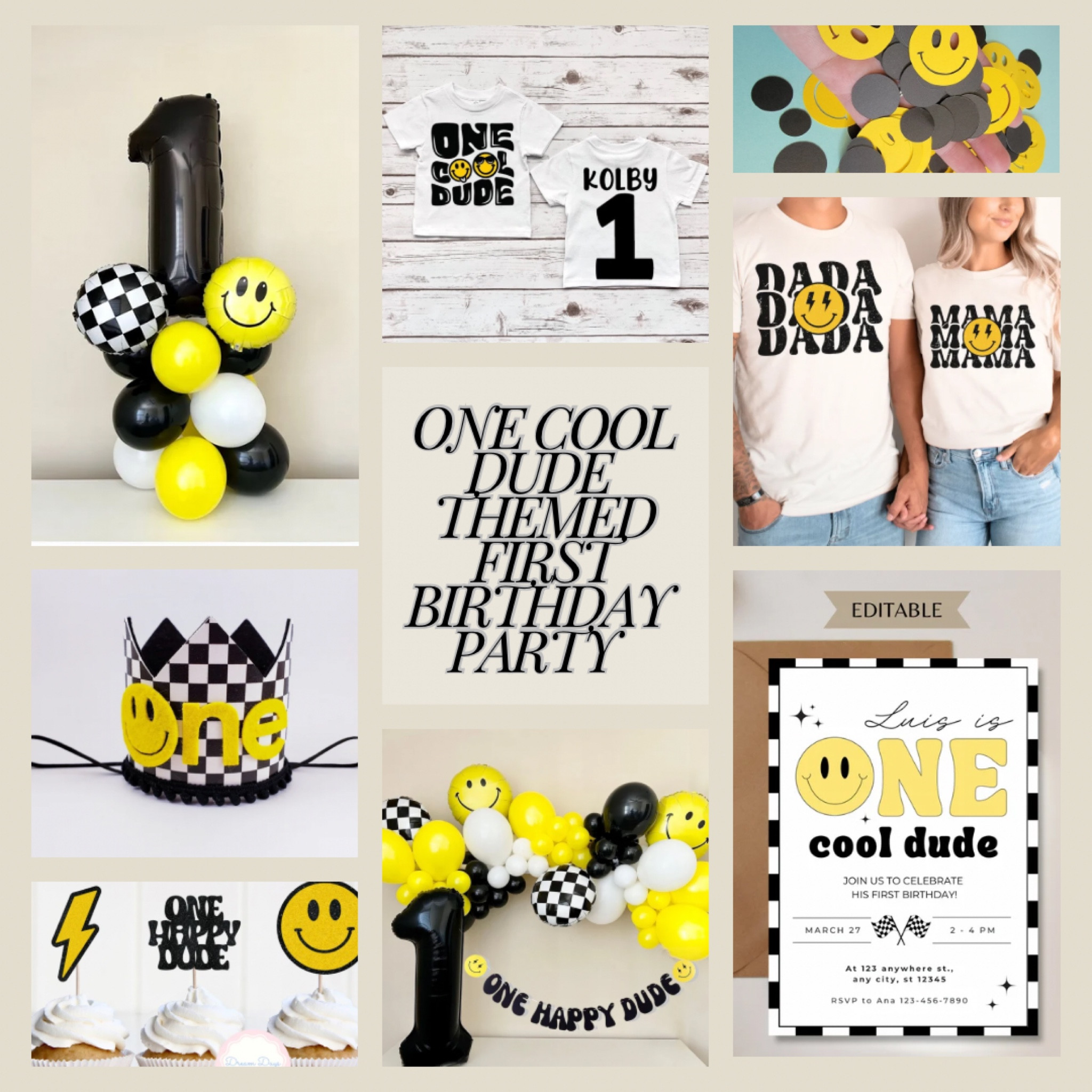 One Cool Dude / One Happy Dude First Birthday theme ideas! 
Baby boy first birthday ideas 
