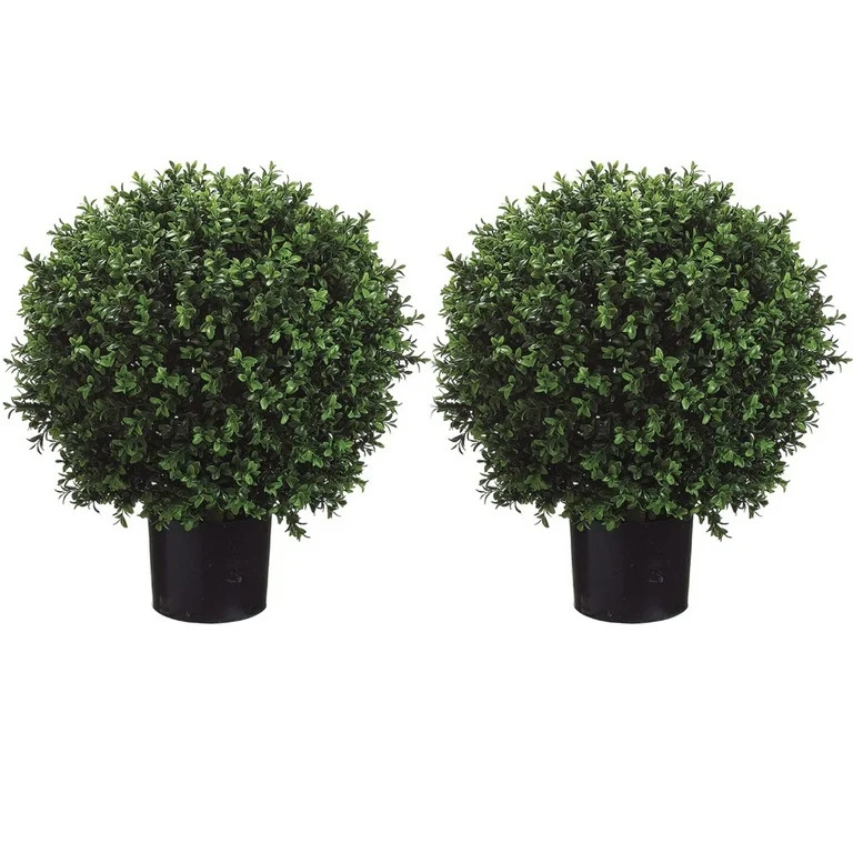 Set of 2 - Pre-Potted 24" High Ball Shaped Boxwood Topiary-MEKBOK- 16" Diameter - Plastic Pot - W... | Walmart (US)