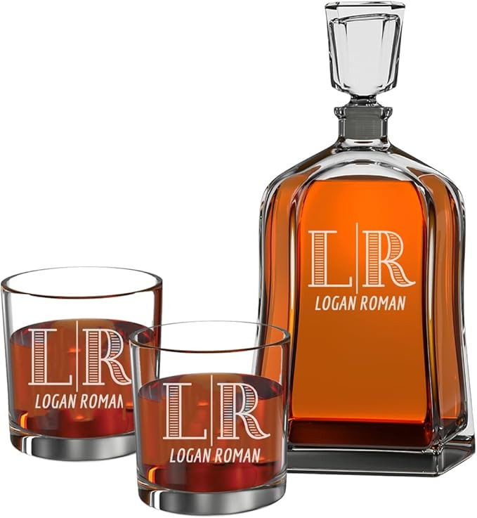 Personalized Whiskey Decanter Sets for Men - Custom Engraved Whisky Glasses & Italian Liquor Deca... | Amazon (US)