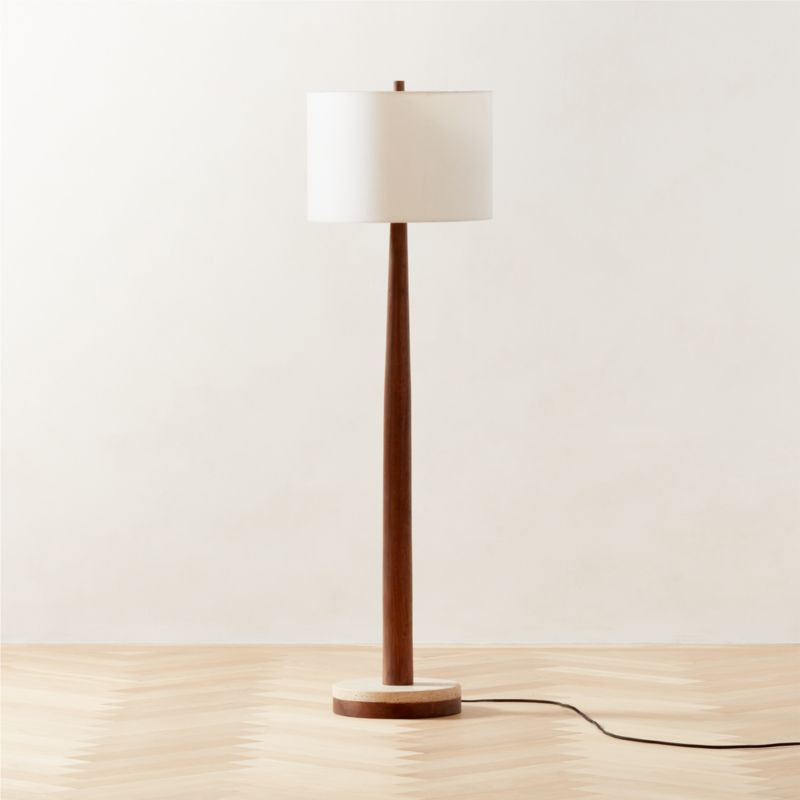 Palo Verde Travertine and Walnut Wood Floor Lamp | CB2 | CB2