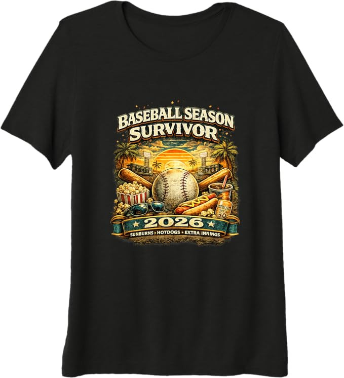 Baseball Season Survivor 2026 Funny Fan Vintage Sunset Premium Tri-Blend T-Shirt | Amazon (US)