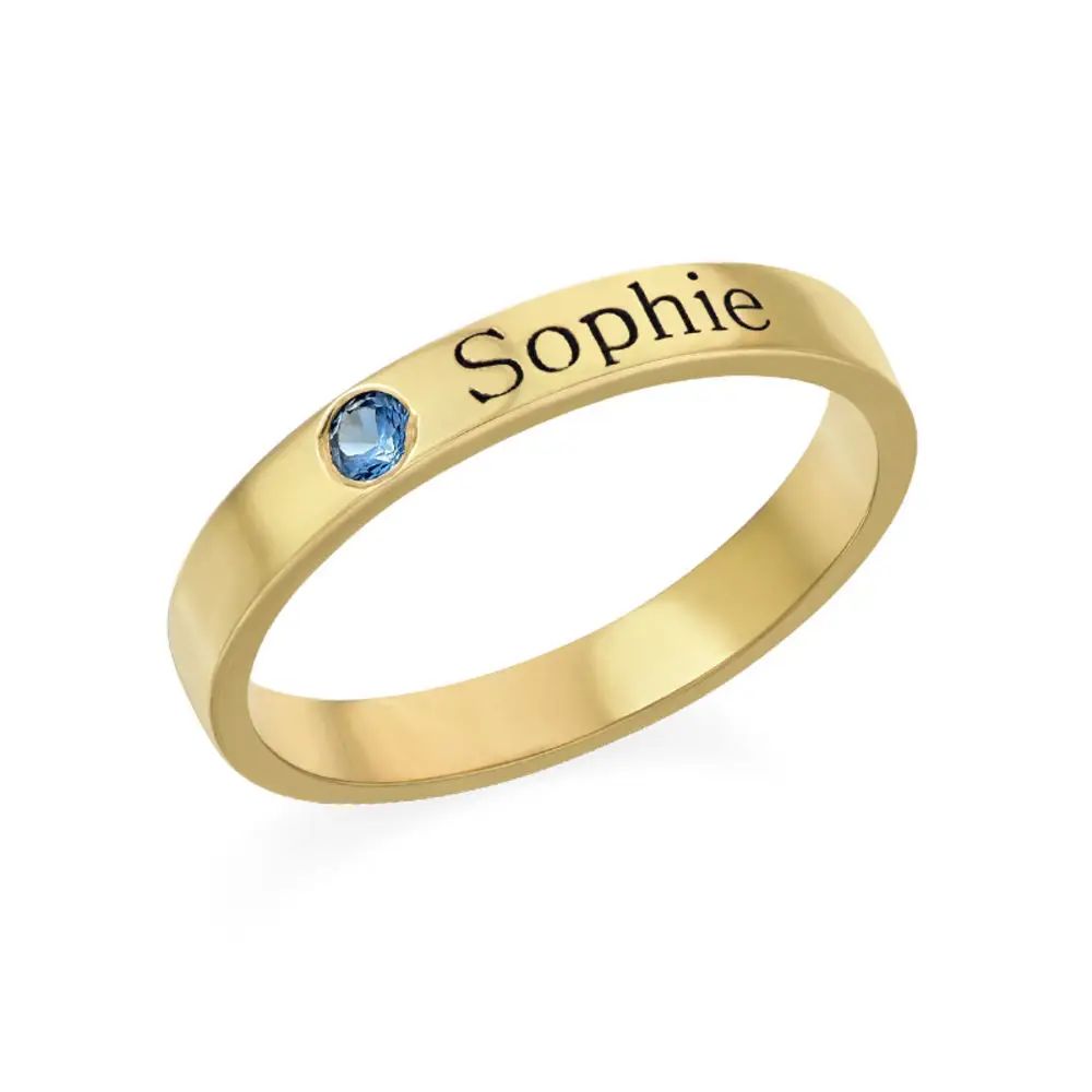 Stackable Birthstone Name Ring - 18k Gold Plated | MYKA