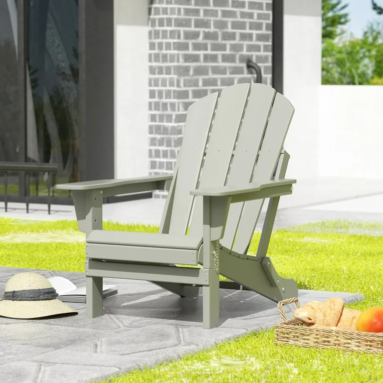 WestinTrends Outdoor Folding HDPE Adirondack Chair, Patio Seat, Weather Resistant, Sand Color | Walmart (US)