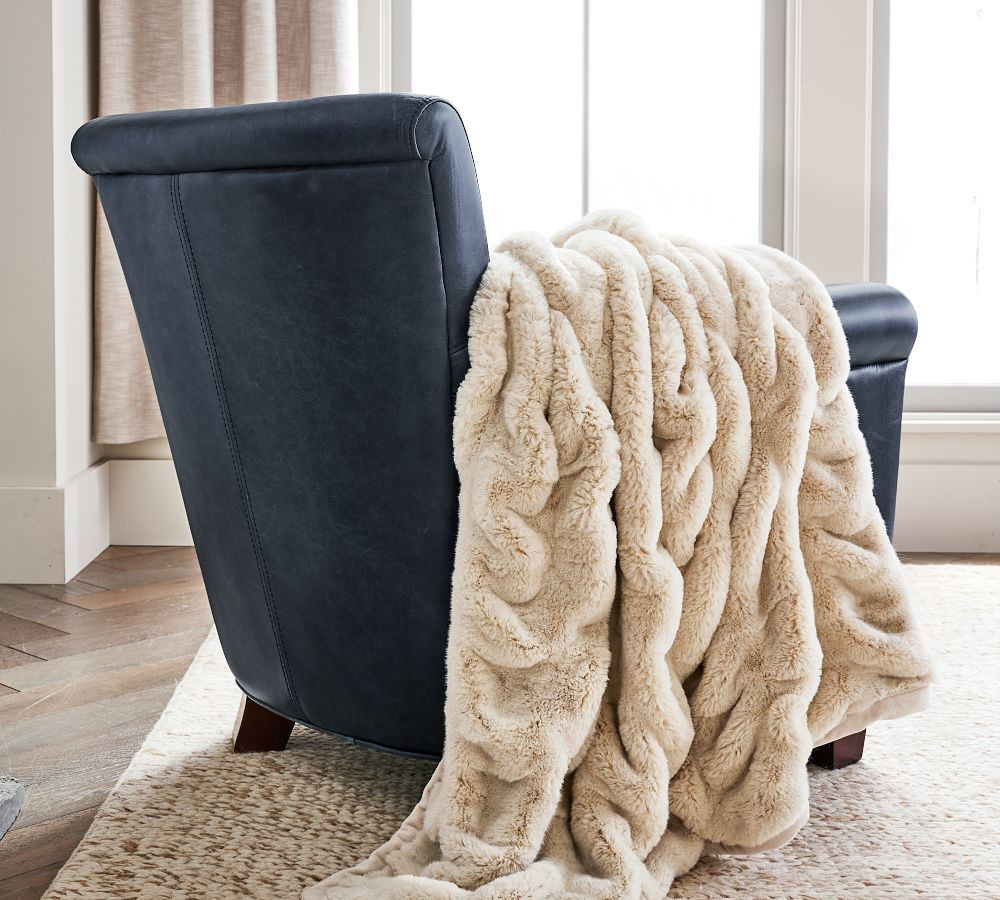 Faux Fur Ruched Throws | Pottery Barn (US)