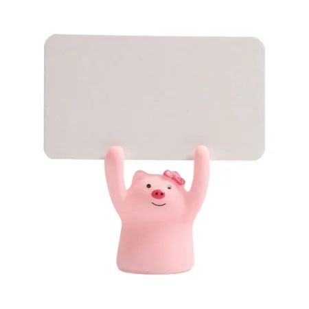 Whigetiy Cute Cartoon Pig Memo Holder Message Note Card Stand Resin Animal Statue Figurine Photo Cli | Walmart (US)