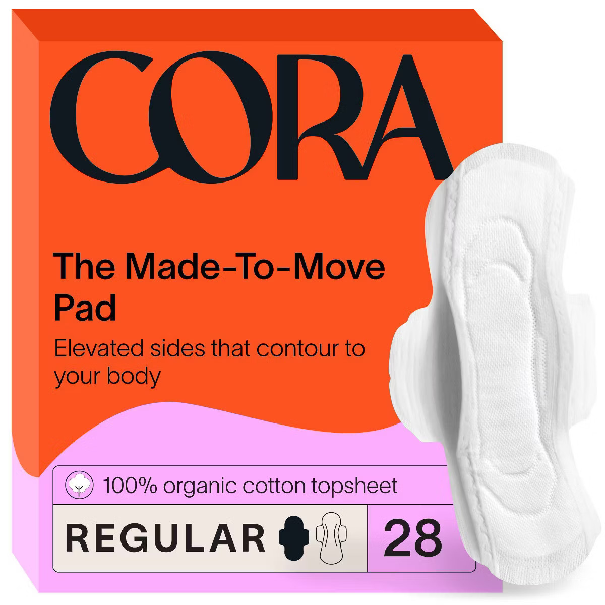 Cora Made-to-Move Regular Pads with Wings Organic Cotton Topsheet Ultra Thin - Regular Absorbency... | Target