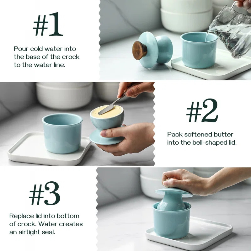 Gracie Oaks Christiane Round Porcelain Butter Dish | Wayfair North America