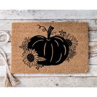 Fall Home Decor Pumpkin Cute Outdoor Front Porch Welcome Door Mat, Gift For New Home, Mom, - Falling Leaves Doormat -9008 | Etsy (US)