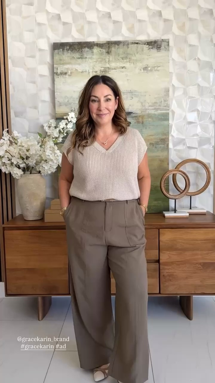 Neutral tones, big energy ✨ This neutral-on-neutral combo is understated but totally put-together. The ribbed knit top is a seasonal must-have for me! 📏 Sizing: Top tts, L // Pants size up if in-between, XL 

 #LTKstyletip #LTKfindsunder100 #LTKSeasonal #LTKOver40 #LTKMidsize