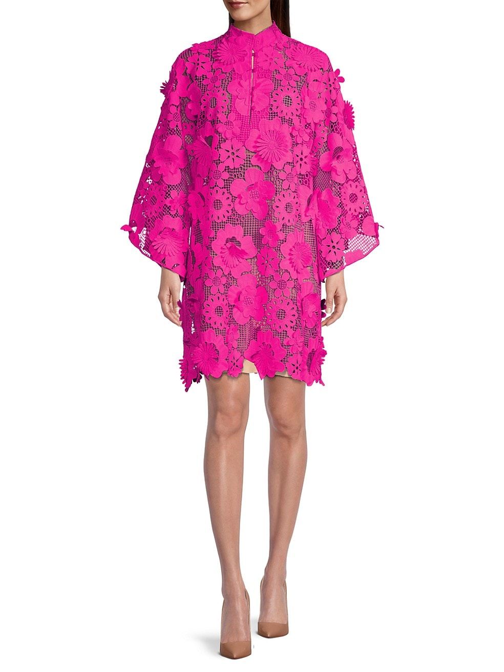 Net & Floral Appliqué Caftan | Saks Fifth Avenue