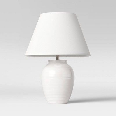 16.5"x13" Turned Ceramic Table Lamp White - Threshold™ | Target