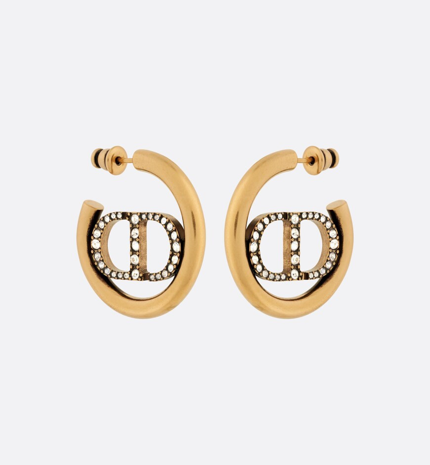 30 Montaigne Earrings Antique Gold-Finish Metal and Silver-Tone CrystalsReference: E2027WOMCY_D09... | Dior Couture