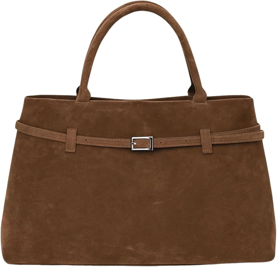 Base'ic Suede Tote Bag for Women – Slouchy Faux Suede Shoulder Purse, Large Capacity Fashion Ha... | Amazon (US)