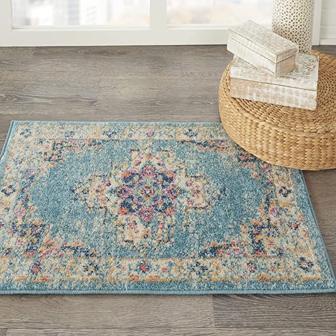 Nourison Passion Light Blue 1'10" x 2'10" Area Rug, Boho, Traditional, Easy Cleaning, Non Sheddin... | Amazon (US)