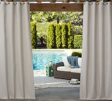 Sunbrella® Solid Outdoor Grommet Curtain | Pottery Barn (US)
