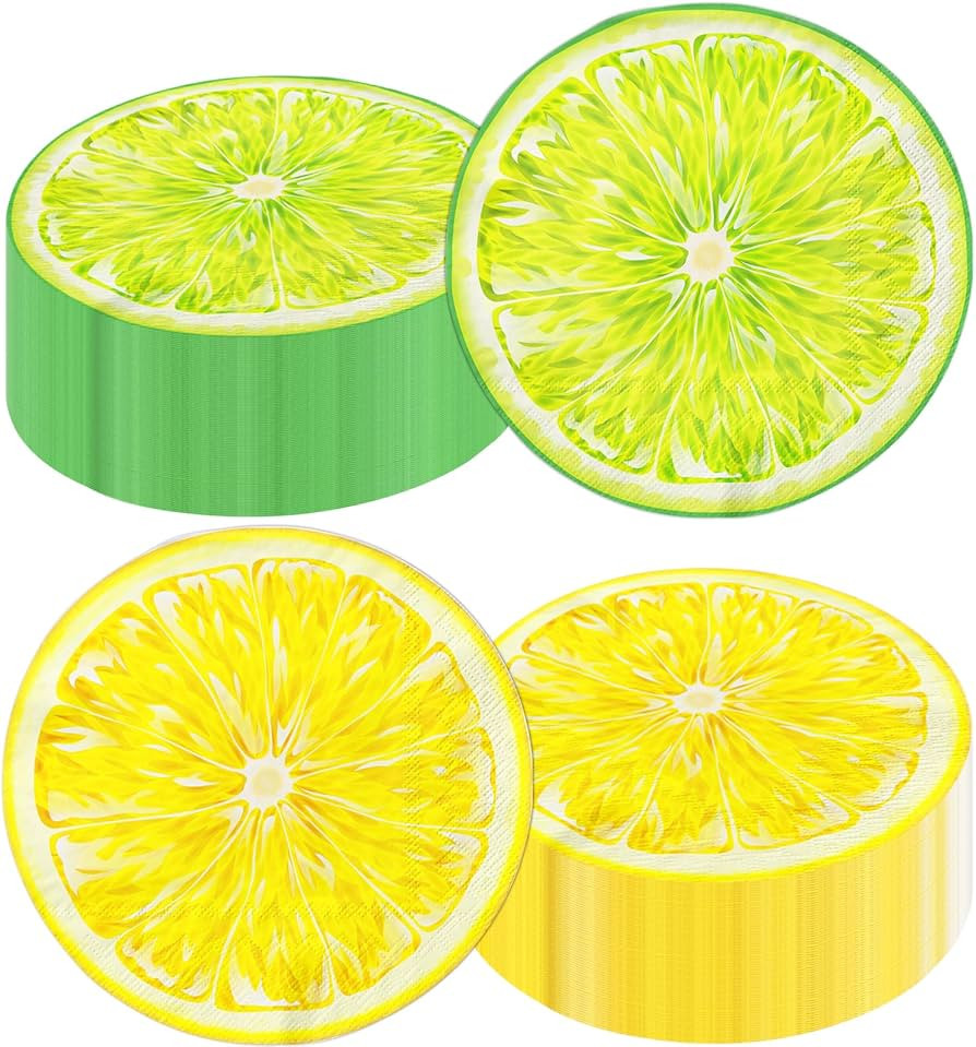 Lemon Paper Napkins,lemon Birthday Party Decoration,40pcs Round Lemon Citrus Napkins For Bridal S... | Amazon (US)