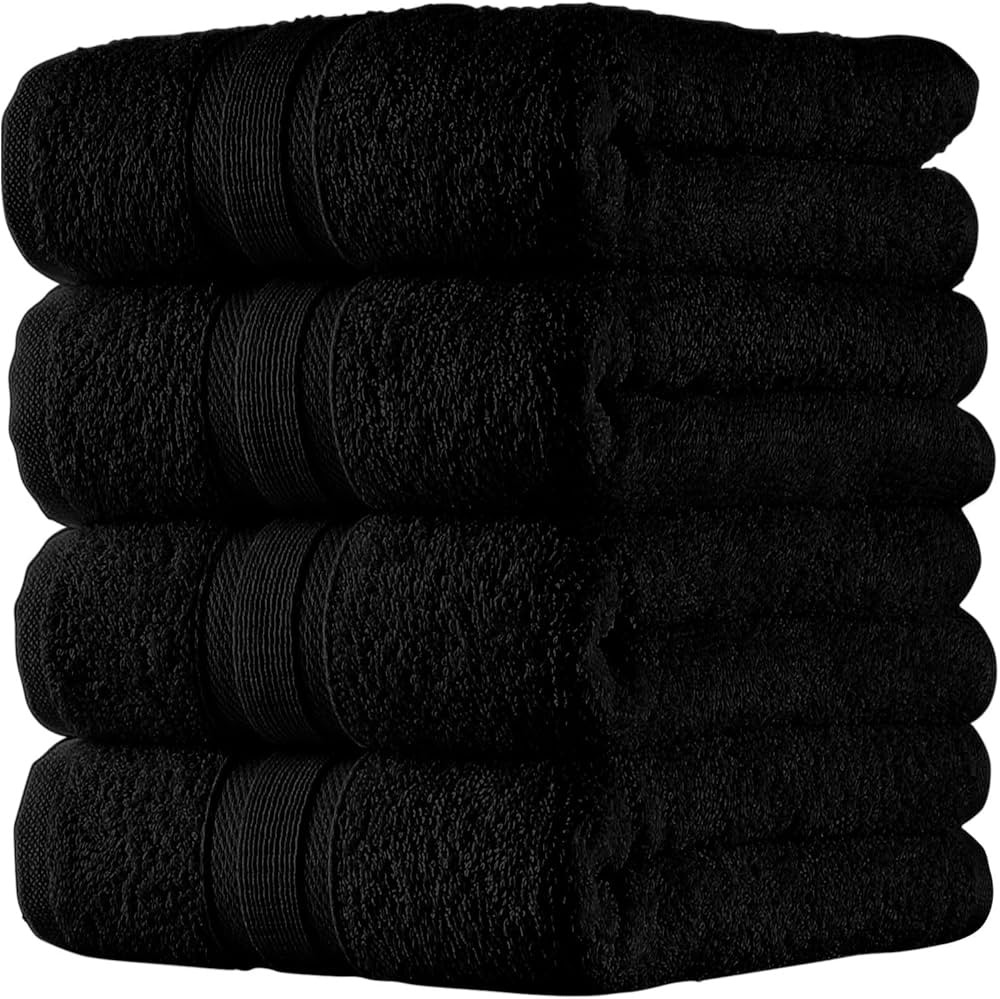 Quick-Dry 4 Pieces Black Hand Towels - Highly Absorbent 100% Turkish Cotton - Perfect Towel for B... | Amazon (US)