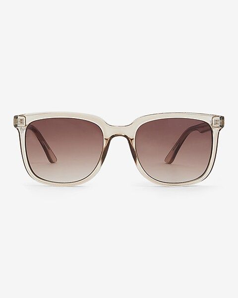 Tan Translucent Rounded Square Frame Sunglasses | Express