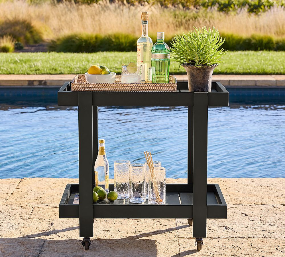 Malibu Metal Outdoor Rolling Bar Cart (27") | Pottery Barn (US)