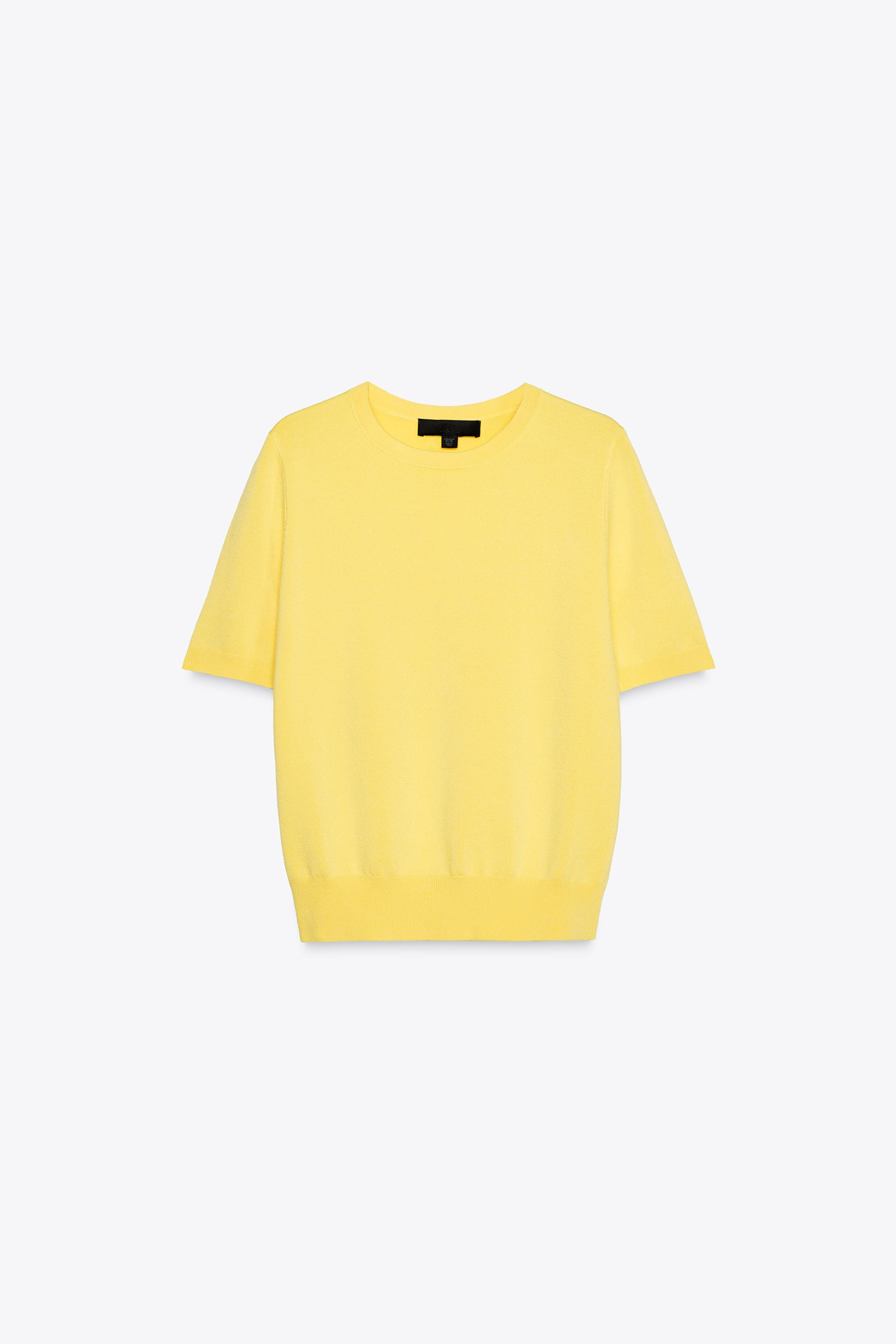 Round neck short sleeve sweater. Rib trim. | Zara US