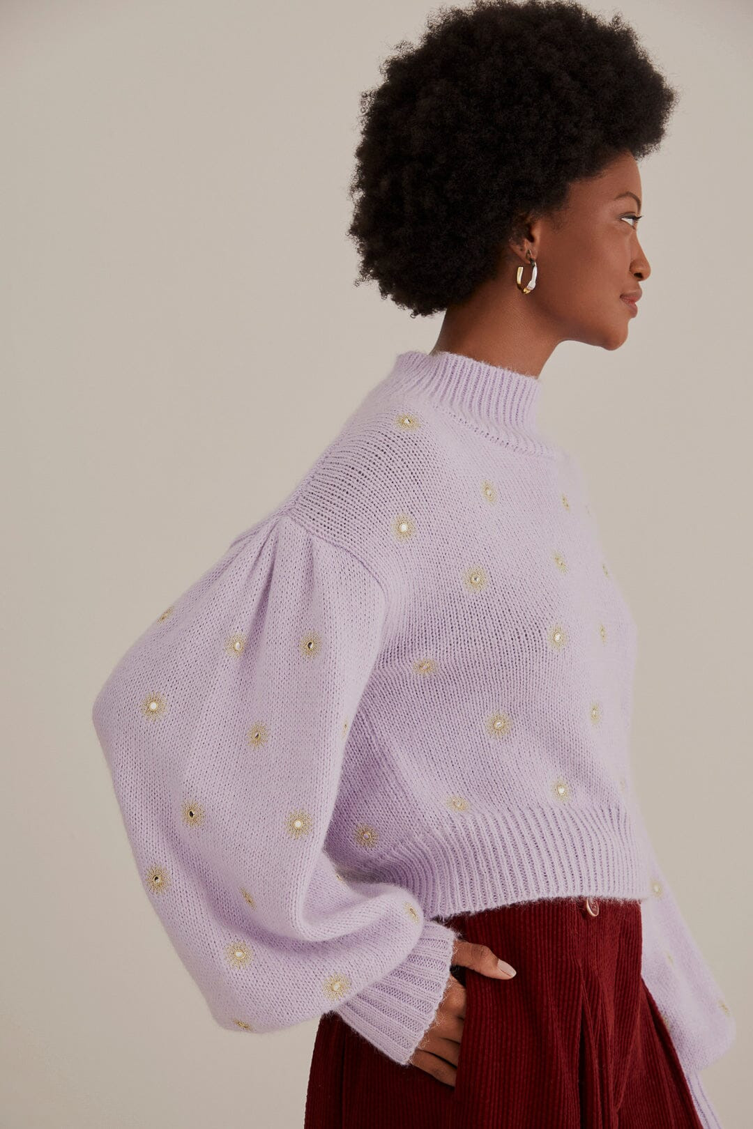 mirror embroidered knit sweater | FarmRio (US)