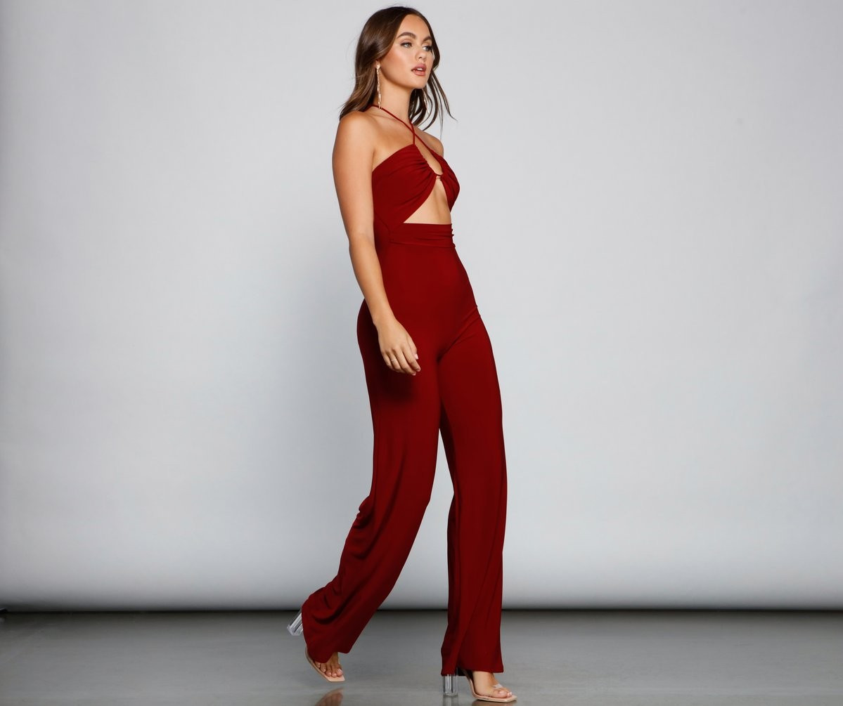 Sleek And Sultry Halter Jumpsuit | Windsor Stores