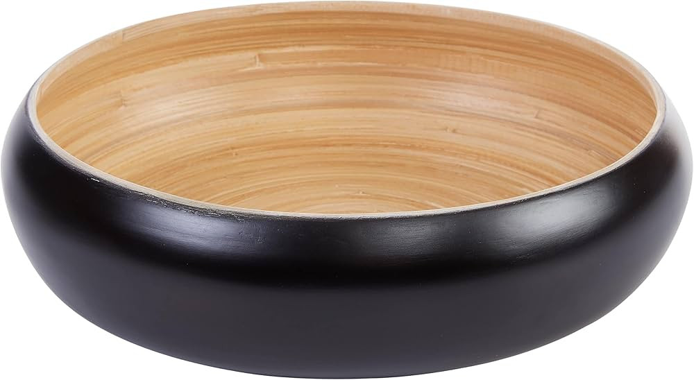 HABITAAS Spun Bamboo Fruit Bowl For Kitchen Counter, Decorative Bowl, Large Decor Bowl Or Fruit B... | Amazon (US)