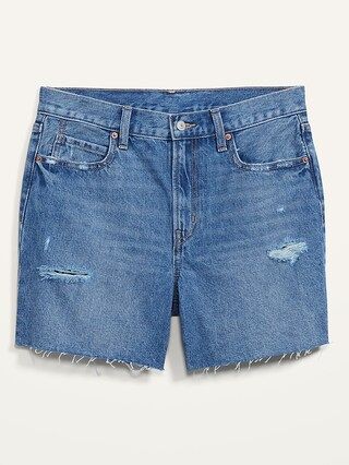High-Waisted Slouchy Straight Cutoff Jean Shorts for Women -- 5-inch inseam | Old Navy (US)