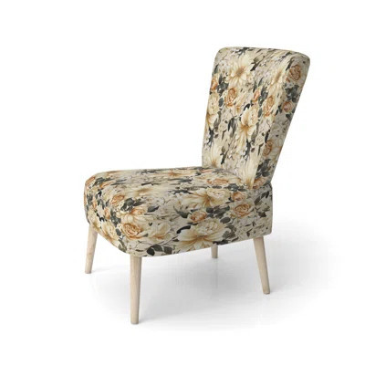 Vintage Neutrals Mosaic Flowers II - Upholstered Bohemian & Eclectic Accent Side Chair | Wayfair North America