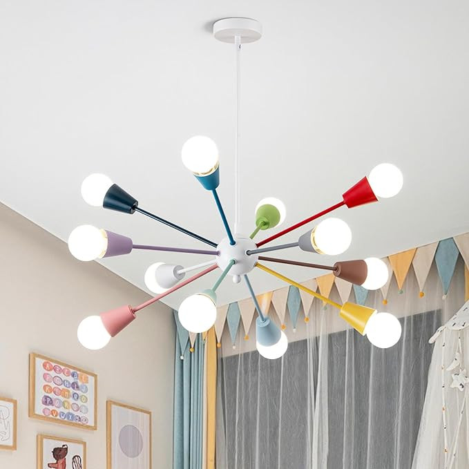 Colorful Chandelier,12-Light Sputnik Ceiling Light Fixture, Sputnik Chandelier with Semi Flush Mo... | Amazon (US)